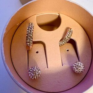 New Hilberg & Berk Rose Gold Sparkle Hoops & Studs Set